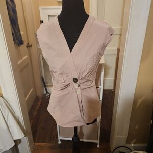 Zara Blush Pink Buttoned Wrap Blouse